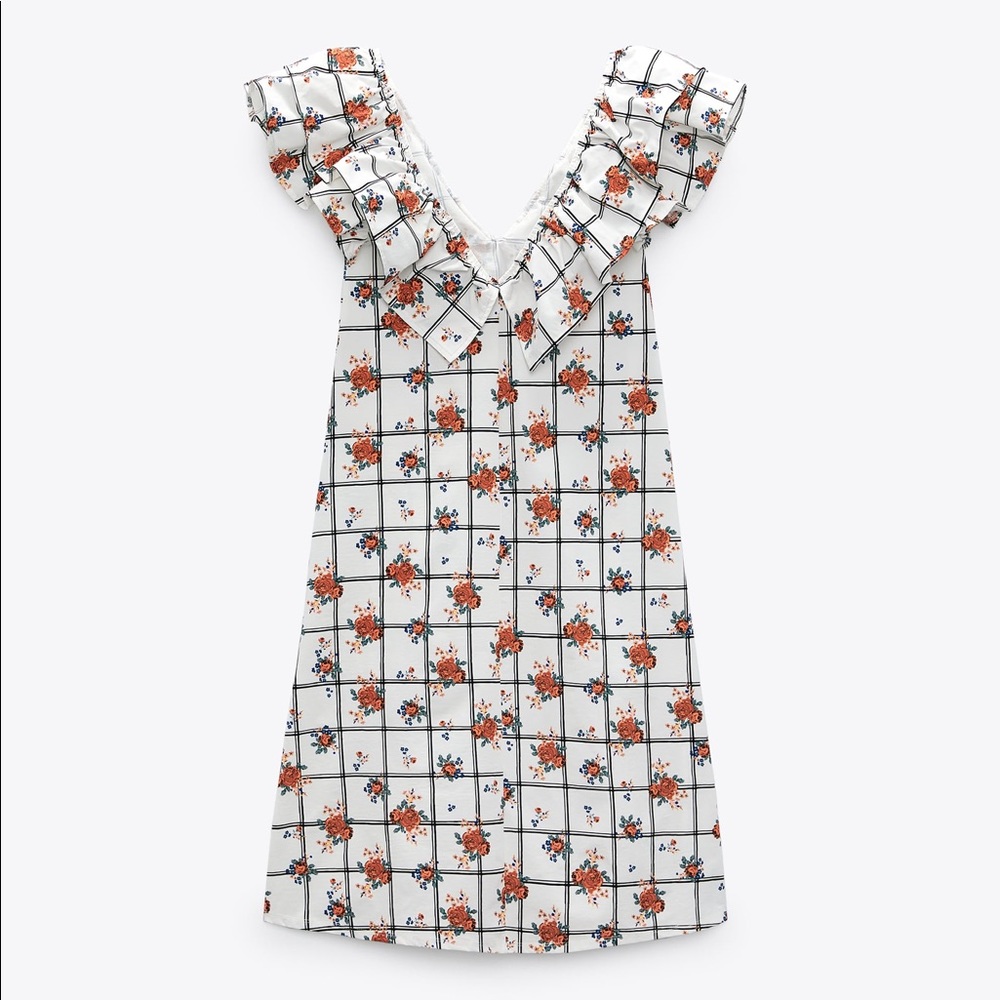 NWT ZARA FLORAL PRINT DRESS WITH RUFFLES DETAIL - Picture 6 of 7